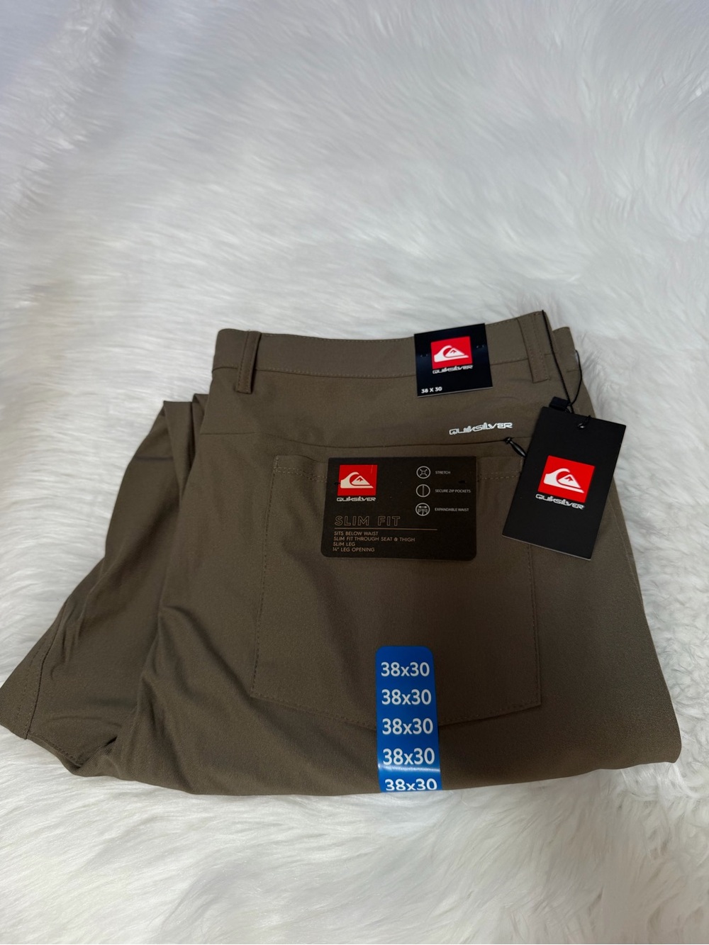 Quiksilver Olive Brown Slim Fit Pants Sz 38 x 30